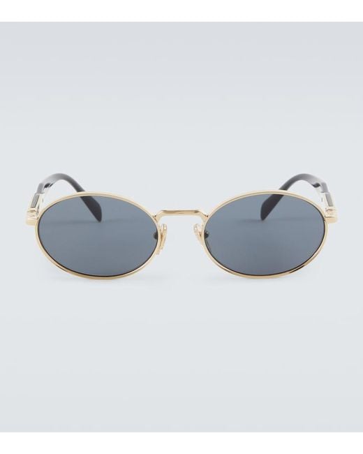 Prada Blue Logo Oval Sunglasses for men