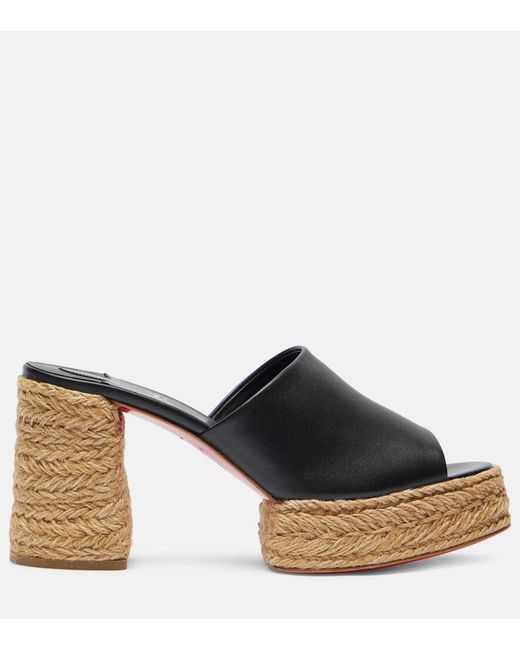 Christian Louboutin Black Calakala 85 Leather Platform Mules