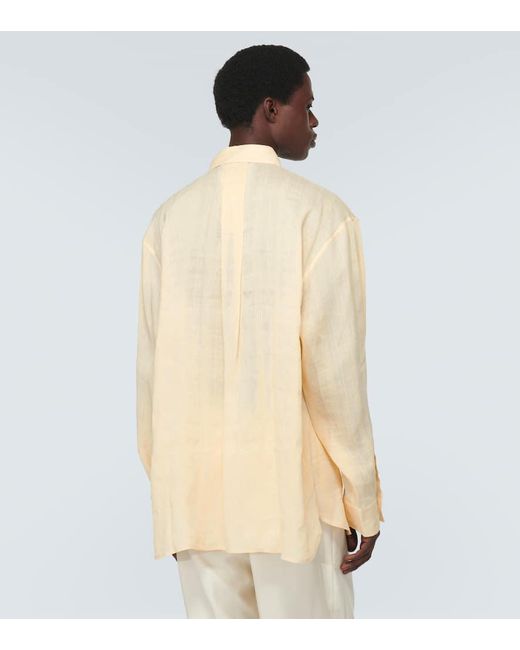 Camicia in lino e seta a righe di King & Tuckfield in Natural da Uomo