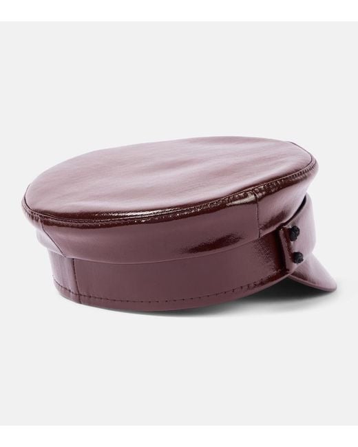 Ruslan Baginskiy Purple Faux Leather Newsboy Cap