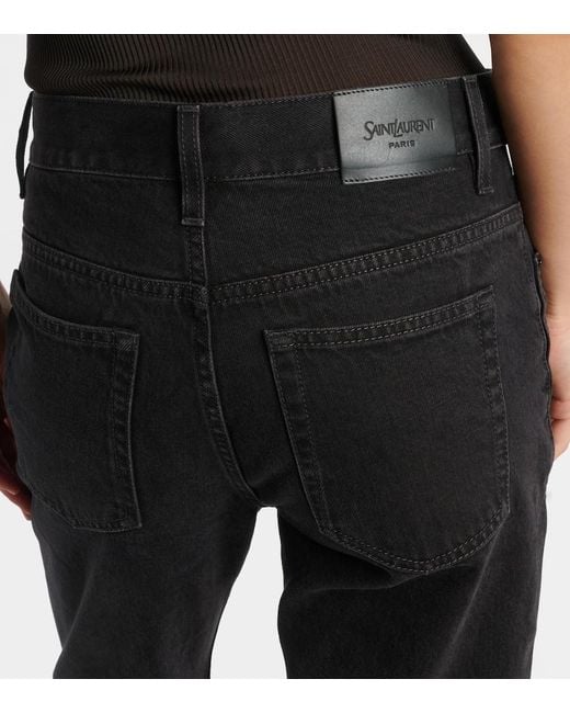 Saint Laurent Black High-Rise Wide-Leg Jeans Nico