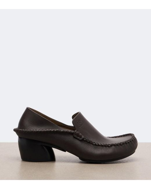 Loewe Brown Oval Leather Loafer Pumps