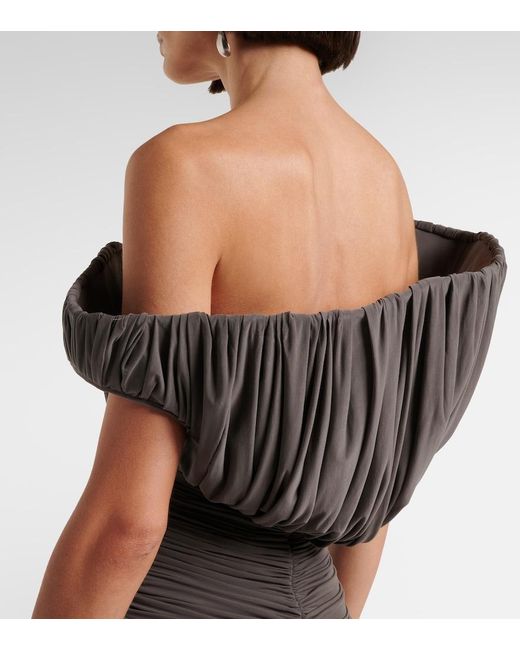 Magda Butrym Black Asymmetric One-Shoulder Ruched Bustier Dress