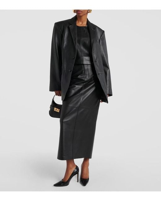 Wardrobe NYC Black Oversized Leather Blazer