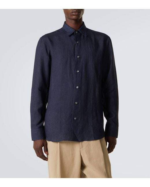 Brioni ネイビーリネンシャツ M Brioni Men's Blue Linen Shirt