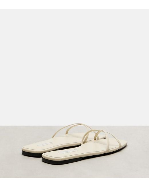 Totême White Leather Slides