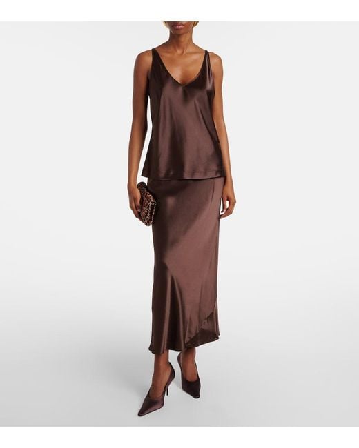 Dorothee Schumacher Brown Sense Of Shine Silk Satin Slip Skirt