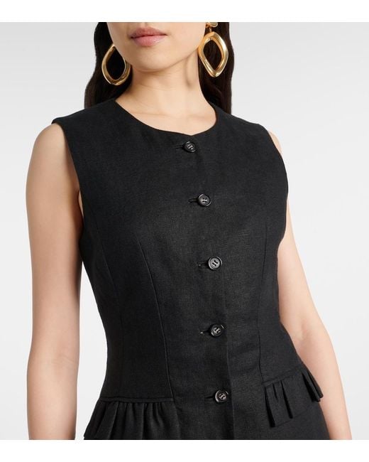Posse Black Matilda Ruffled Linen Vest