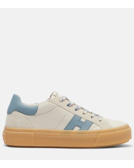 Hogan White Crosswind Leather Sneakers