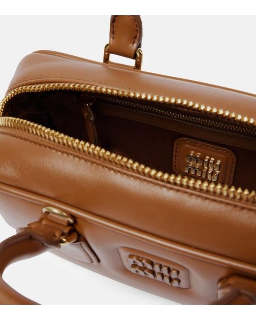 Miu Miu Brown Arcadie Small Leather Tote Bag