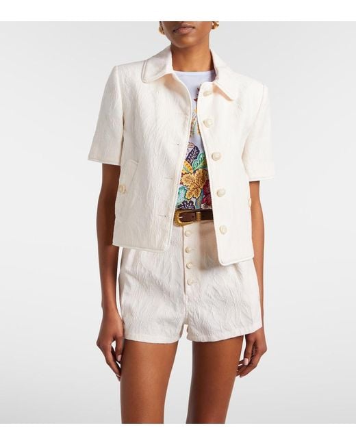 Etro White Cottton-Blend Jacquard Jacket