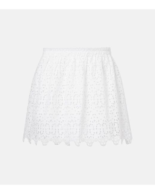 FRAME White The Deco Embroidered Cotton Miniskirt