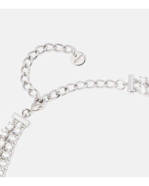 Self-Portrait White Bow Crystal-Embellished Choker