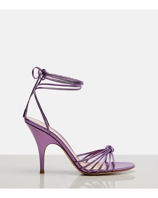 Gianvito Rossi Purple Metallic Leather Sandals