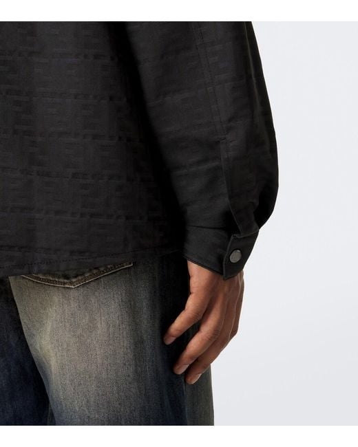Fendi Black Ff Zucca Jacquard Overshirt for men