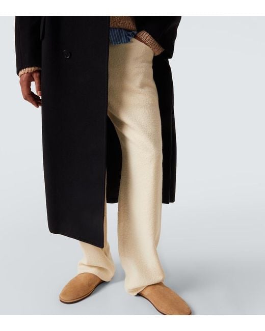 Auralee Black Double-Breasted Wool Mosser Coat for men