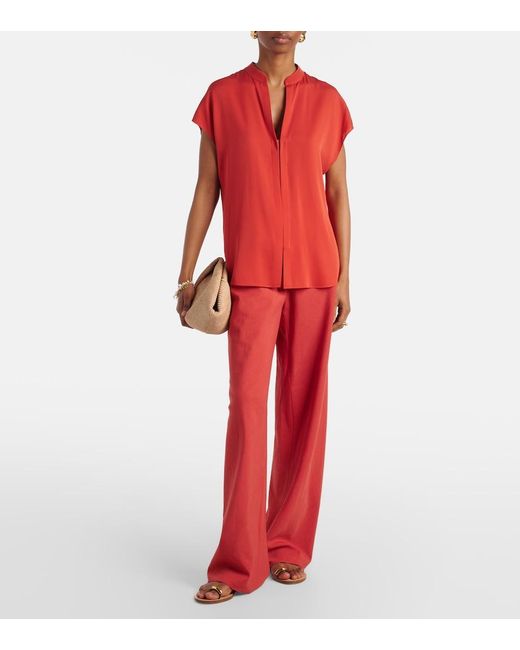 Vince Red Silk-Blend Blouse