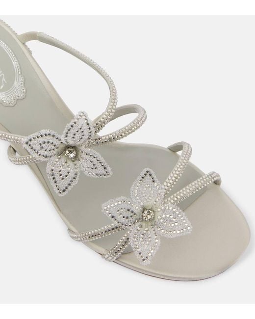 Rene Caovilla White Caterina Embellished Bow-Detail Sandals
