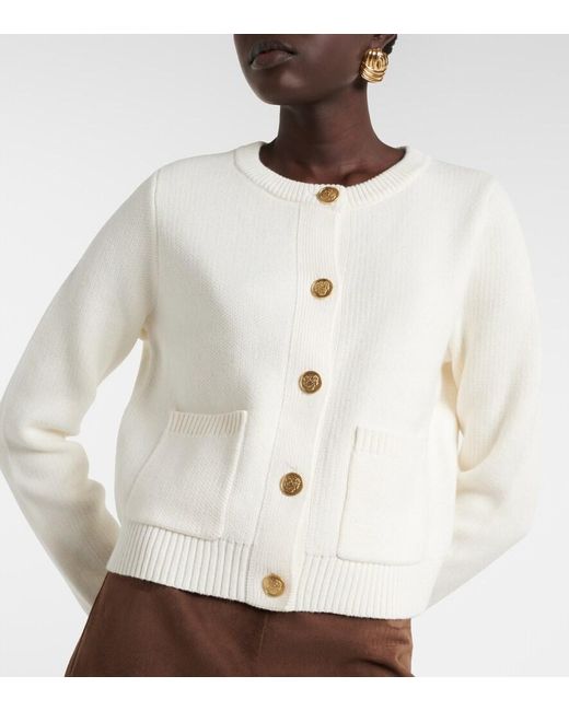 Velvet White Mahal Cotton And Cashmere Cardigan