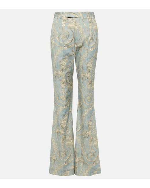 Vivienne Westwood Green Ray Printed High-rise Cotton Flared Pants