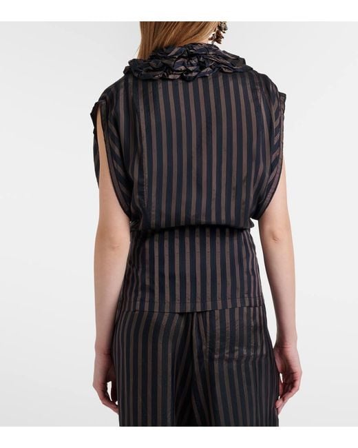 Top A Rayas Con Volantes Dries Van Noten de color Black