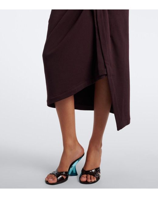 Dries Van Noten Purple Ruffled Cotton Jersey Midi Skirt