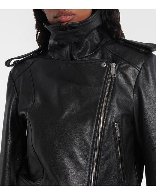 Sportmax Black Toscana Shearling-Trimmed Leather Jacket