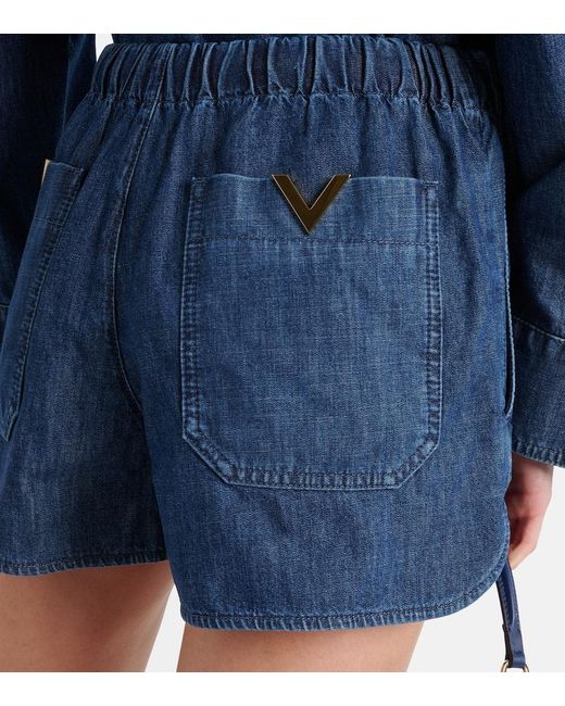 Valentino Blue Shorts aus Baumwoll-Chambray