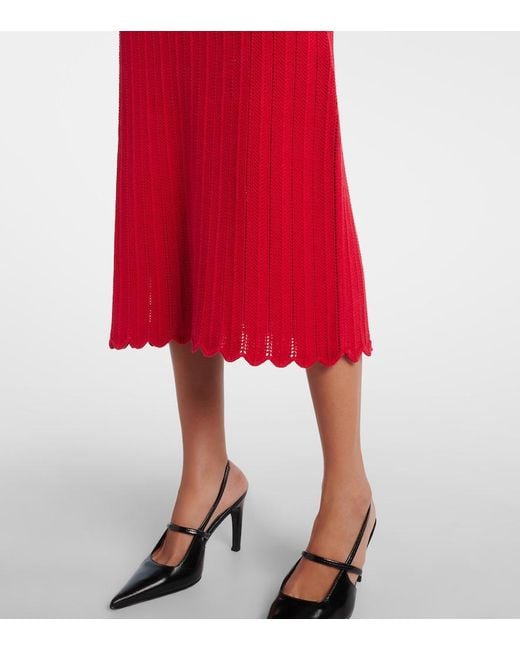 Altuzarra Red Sissi Open-Knit Cotton Midi Dress