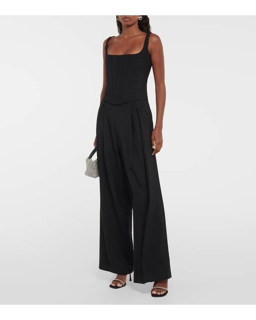 GIUSEPPE DI MORABITO Black Wool-Blend Wide-Leg Pants