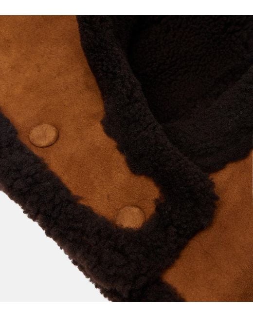 Yves Salomon Black Shearling-Trimmed Suede Hood