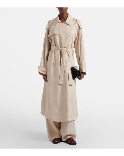 Frankie Shop Natural Veyron Ovesized Twill Trench Coat