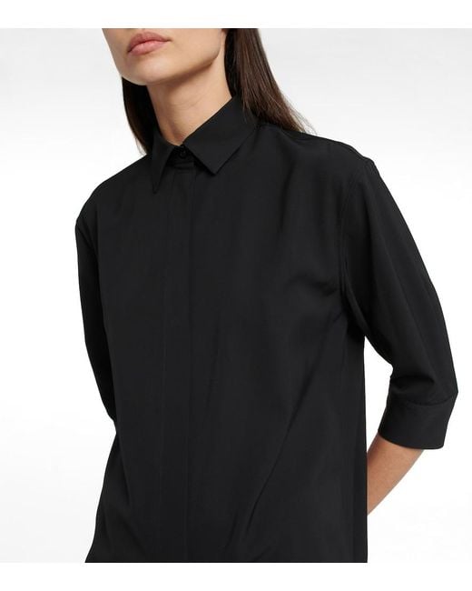The Row Black Elada Wool-Blend Shirt