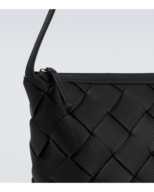 Bottega Veneta Black Diago Intreccio Leather Shoulder Bag for men