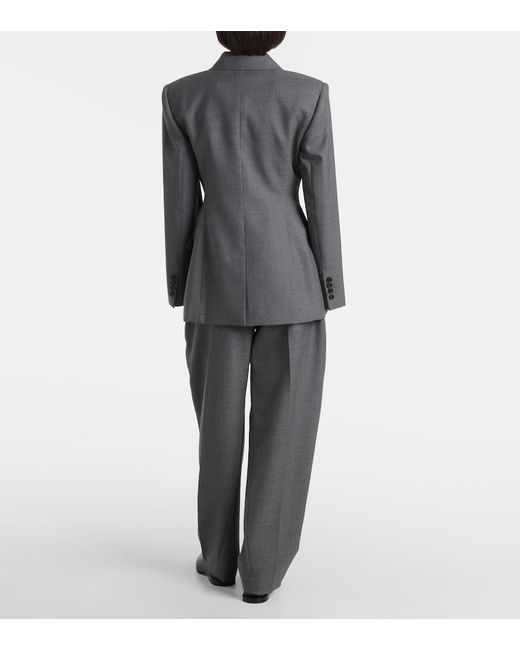 Givenchy Gray Double-Breasted Wool Blazer