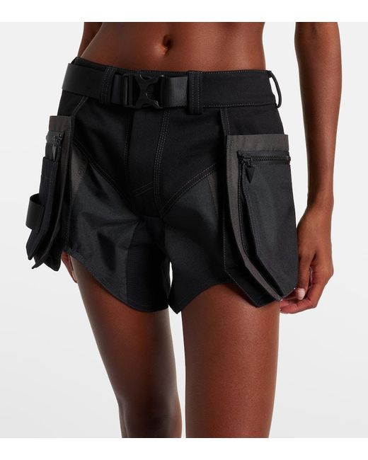 Mugler Black Low-Rise-Shorts Aus Baumwolle