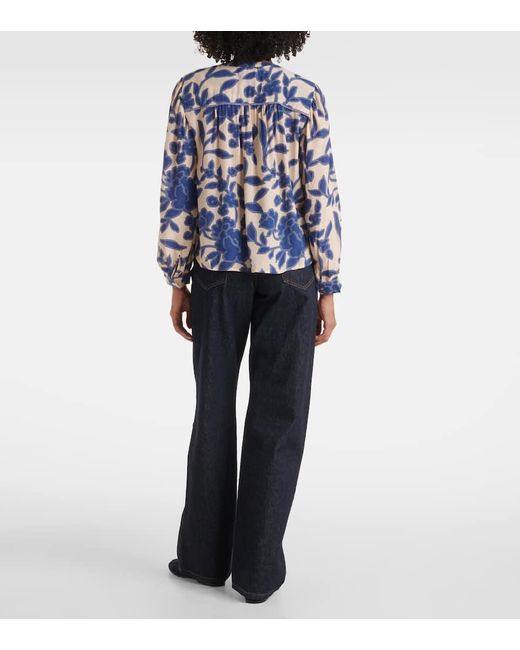 Velvet Blue Elda Printed Crepe Blouse