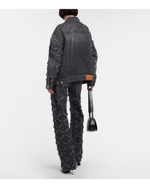 Versace Gray Distressed Denim Jacket