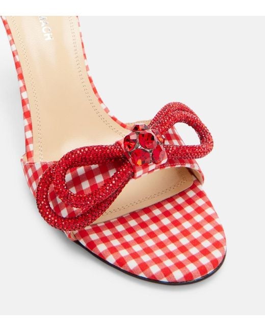 Mach & Mach Red Double Bow 85 Gingham Mules