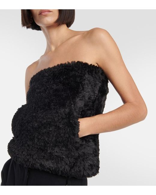 J.W. Anderson Black Faux Shearling Bandeau Top