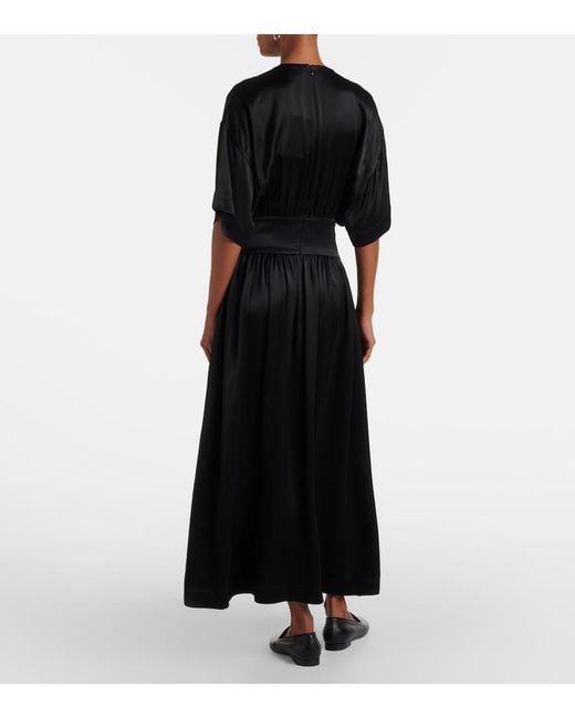 Totême Black Silk And Cotton Satin T-Shirt Dress