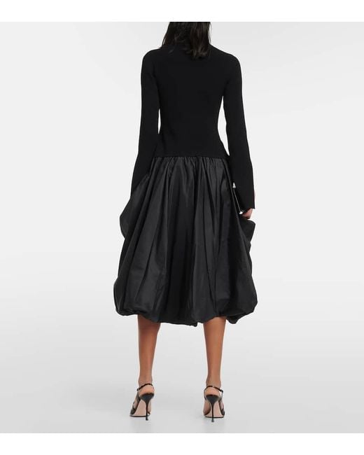 Jonathan Simkhai Black Kenlie Taffeta-Trimmed Midi Dress