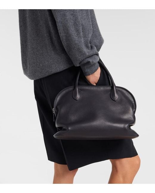 The Row Black Agnes Leather Tote Bag
