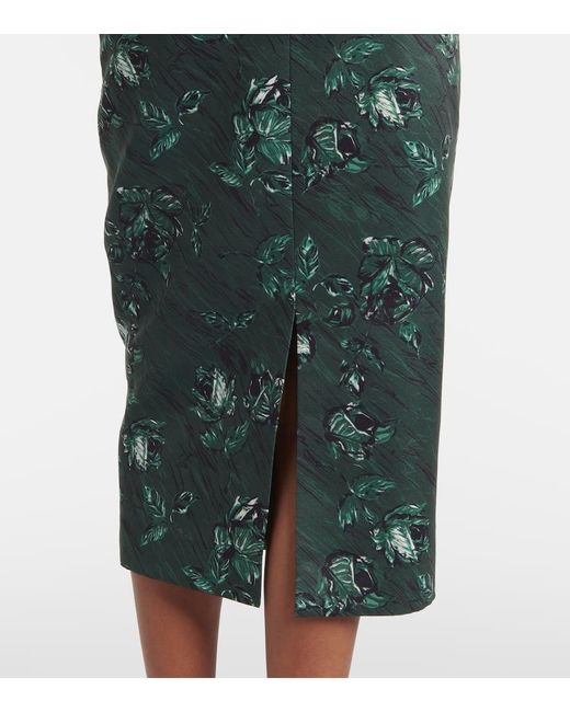 Emilia Wickstead Green Lorelei Floral Taffeta Faille Pencil Skirt