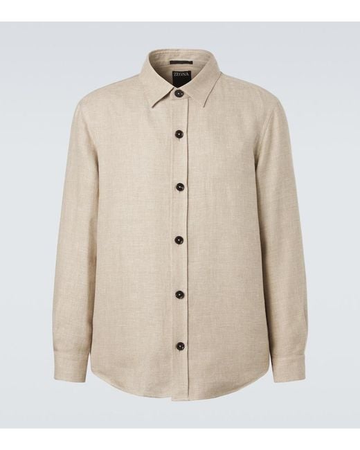 Zegna Natural Cashmere, Linen, And Silk Overshirt for men
