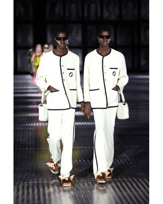 Gucci Bestickte Jacke aus Tweed in Weiß für Herren | Lyst DE