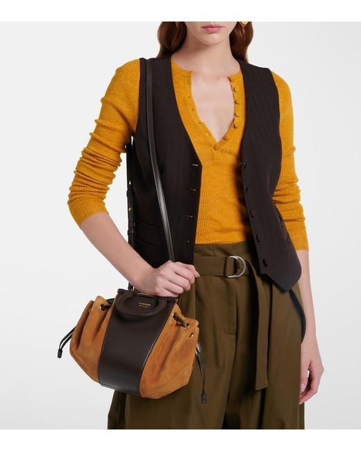 Ferragamo Brown Gancio Small Suede Bucket Bag