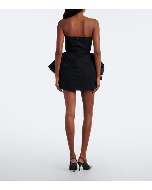 Magda Butrym Black Draped Wool Bustier Dress