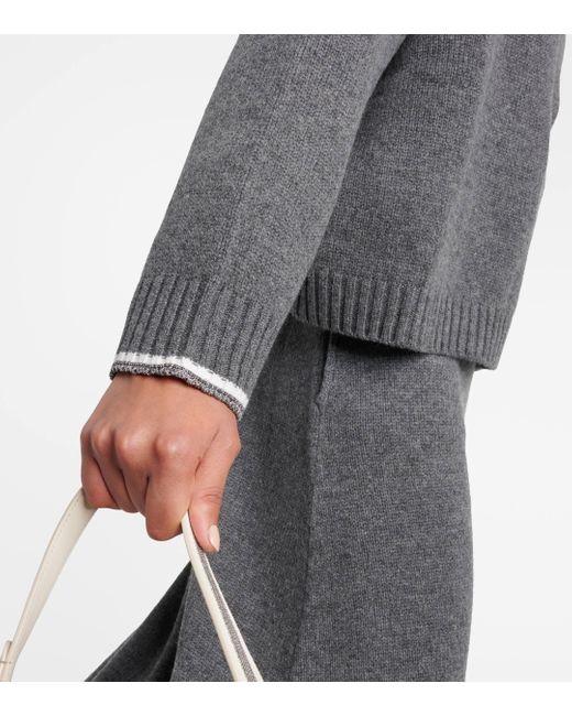 Brunello Cucinelli Gray Wool And Silk-blend Half-zip Sweater