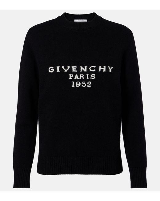 Jersey De Lana Y Cachemir Con Logo Givenchy de color Black